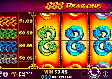 Screenshot of gameplay in Dragon 888 slot game