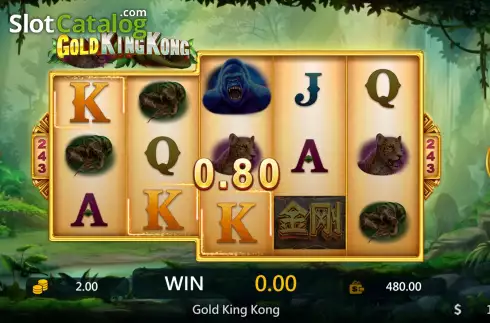Screenshot from Gold King Kong slot game showing bonus features.