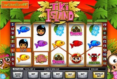 Hello Tiki gameplay screenshot with bonus features view.