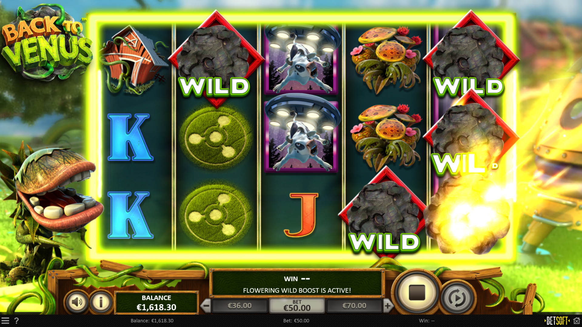 Screenshot of a different winning combination in Back to Venus.