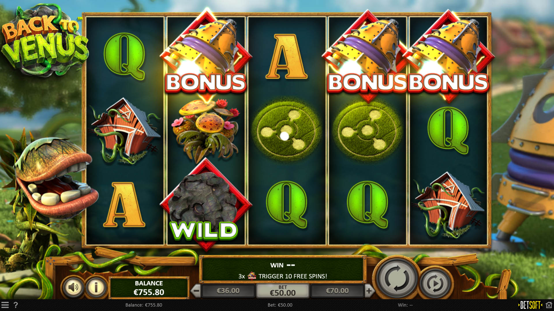 Image depicting the unique features of BetSoft Back to Venus.