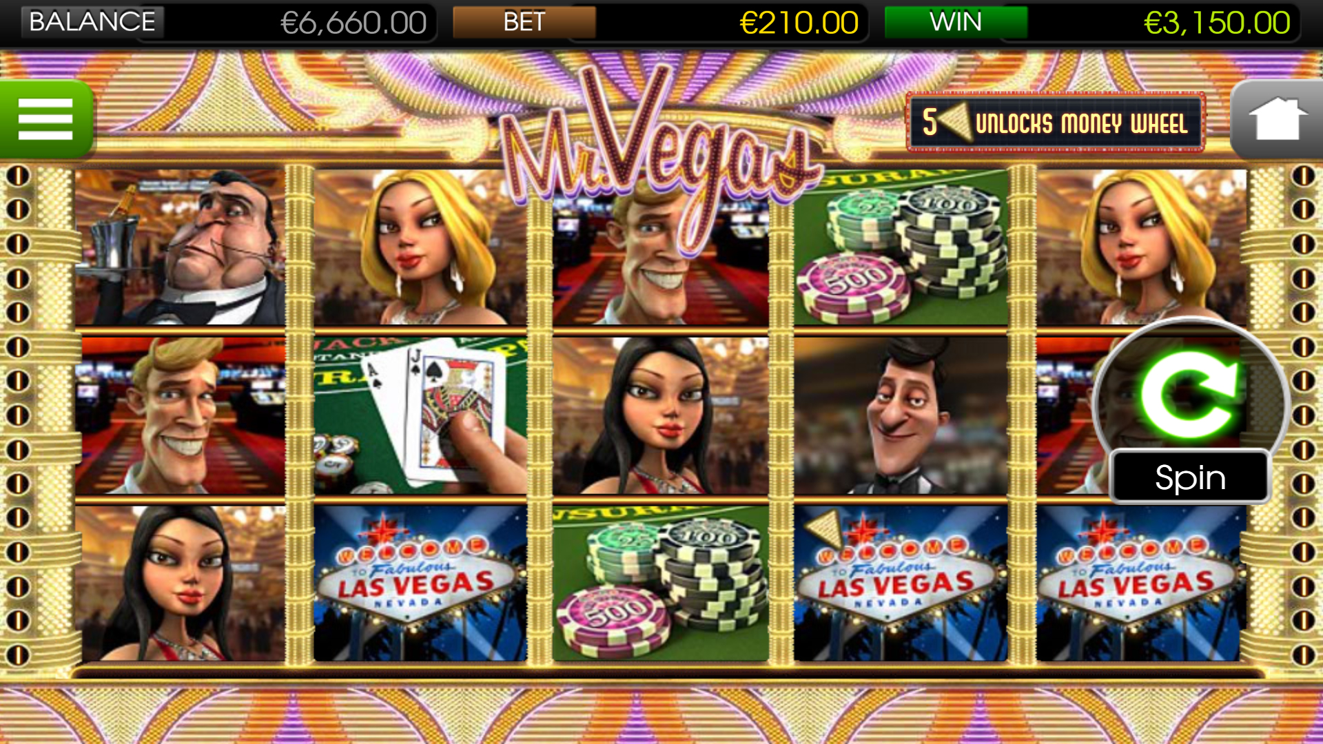 Screenshot of BetSoft Mr Vegas showcasing vibrant animations