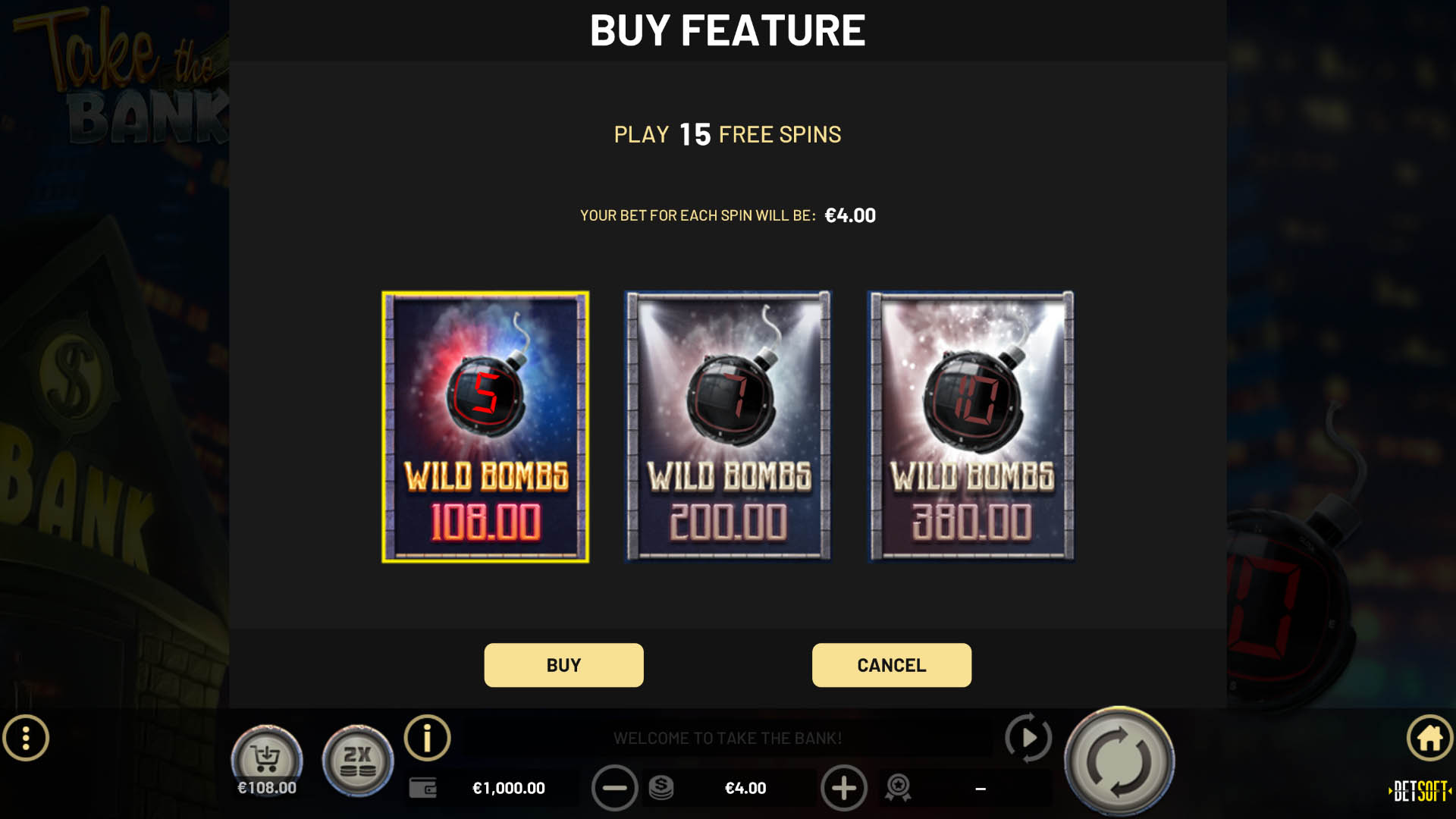 Screenshot showing players winning in BetSoft Take The Bank