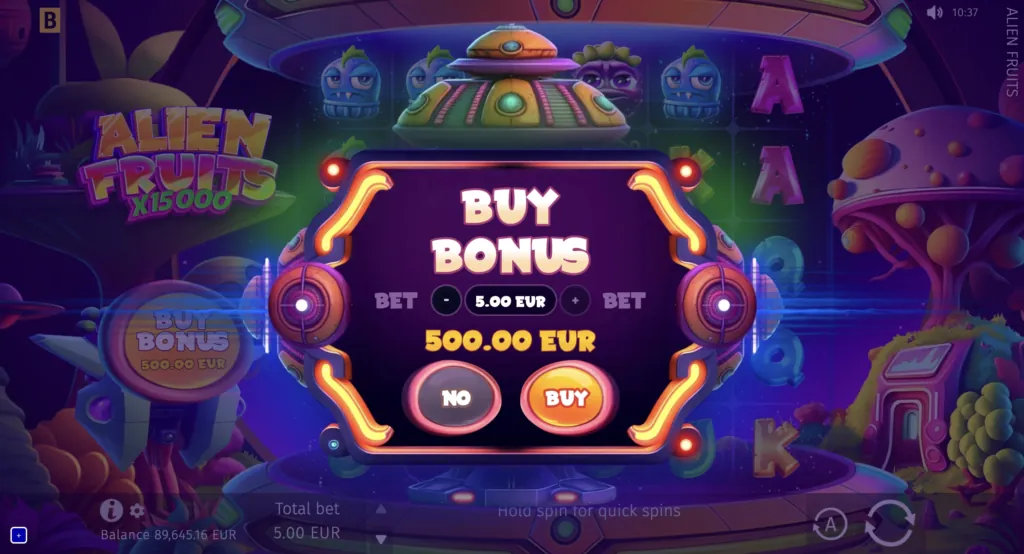 Screenshot of BG Alien Fruits 2 highlighting features.