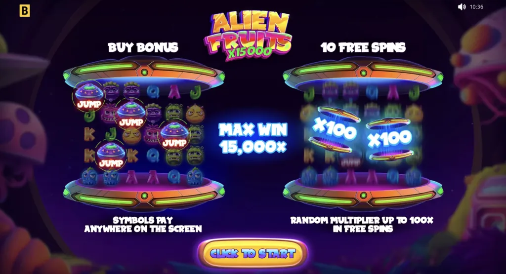 Screenshot of BG Alien Fruits 2 multi-reel view.