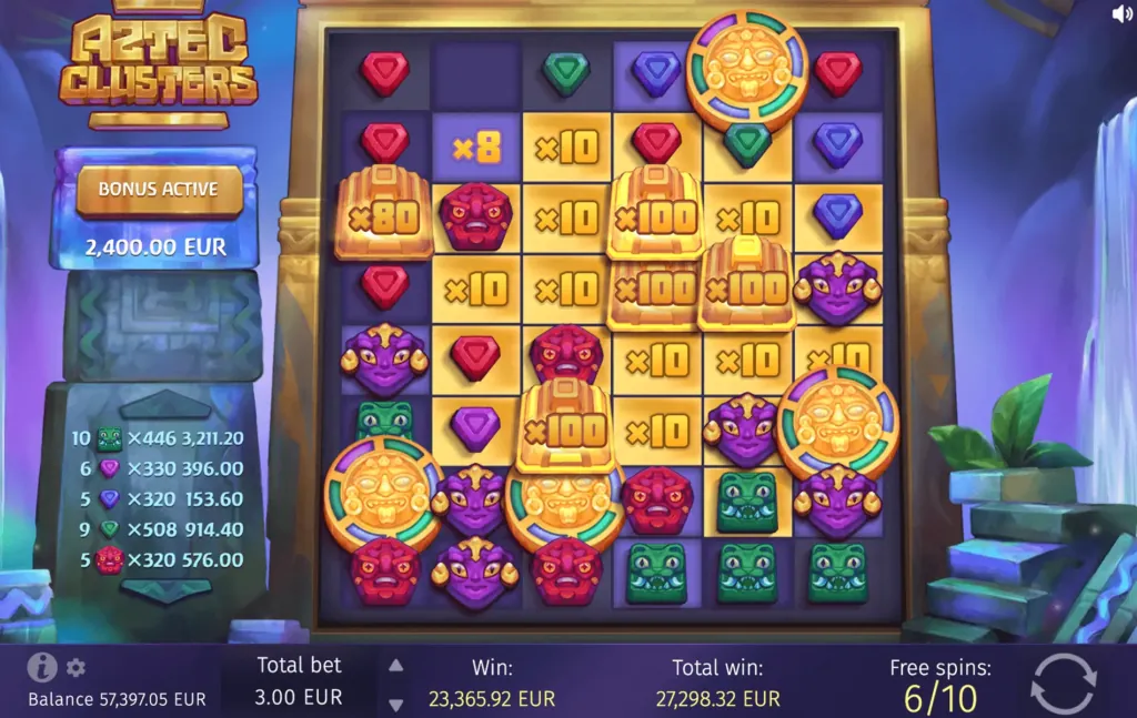 BG Aztec Clusters Screenshot highlighting gameplay.