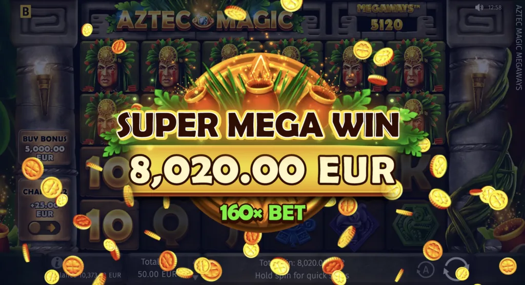 Screenshot of BG Aztec Magic Megaways gameplay showing reels in action.