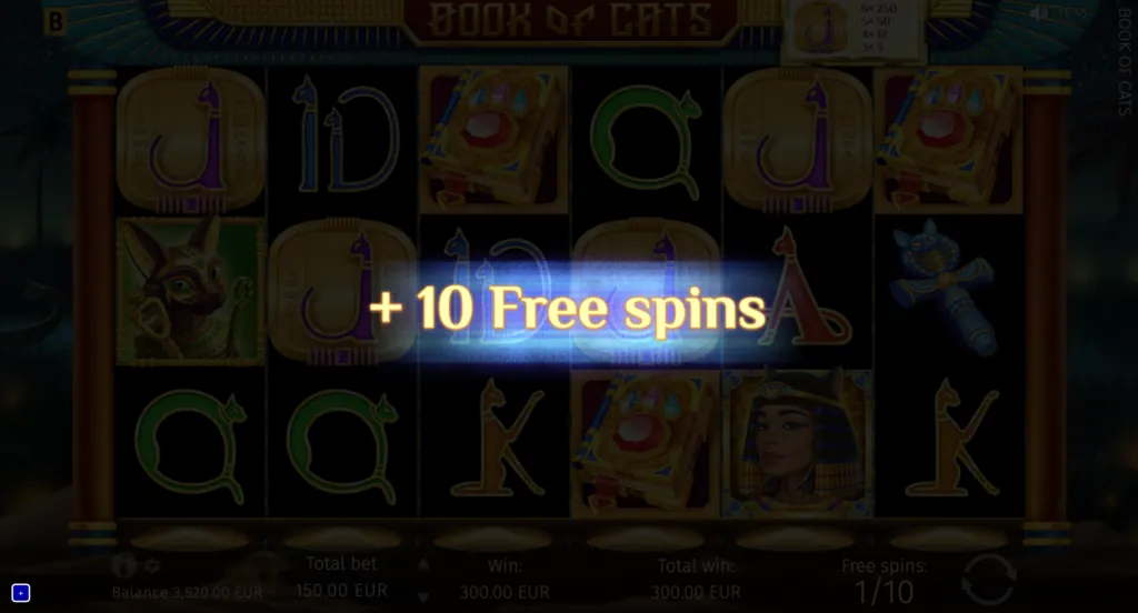 Another screenshot of BG Book of Cats Megaways highlighting gameplay.