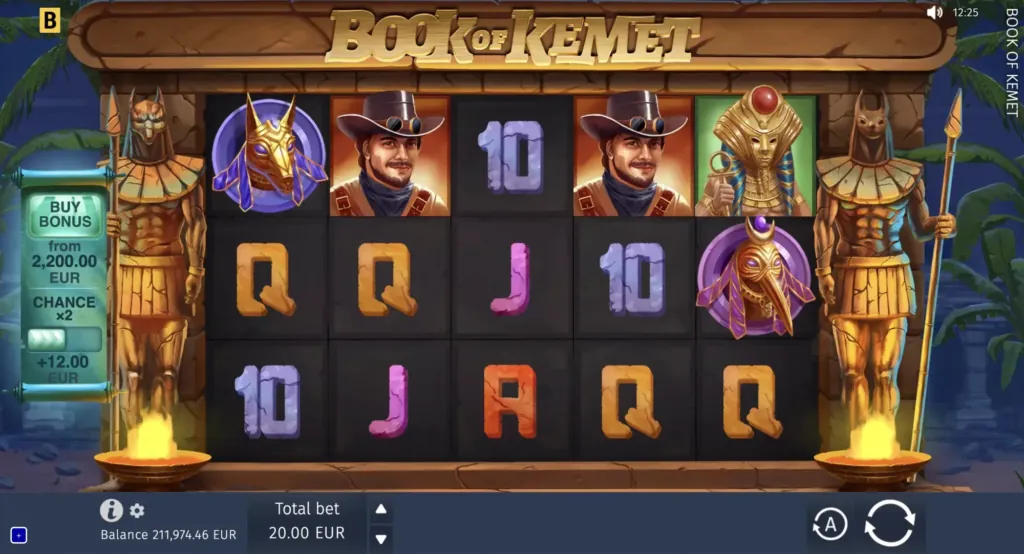 Screenshot of BG Book of Kemet gameplay - exciting visuals.