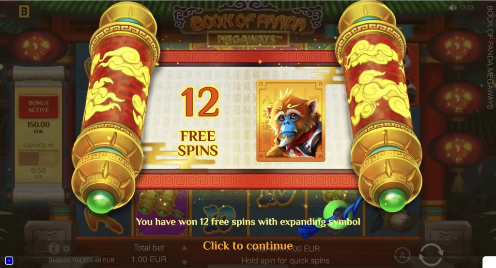 Game action from BG Book of Panda Megaways highlighted.