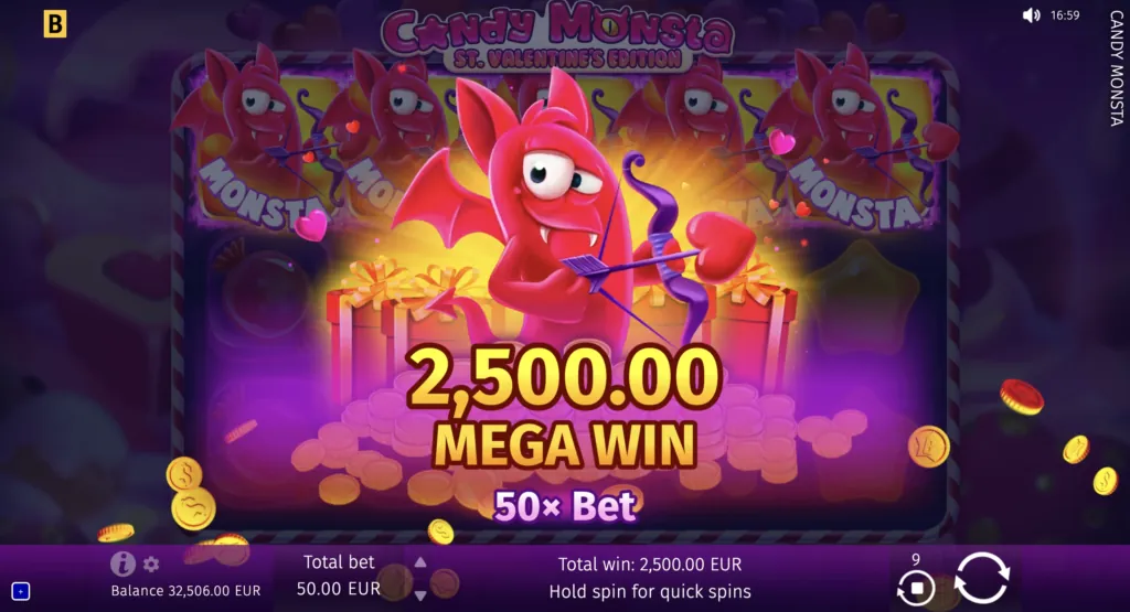 Screenshot of BG Candy Monsta highlighting colorful symbols.