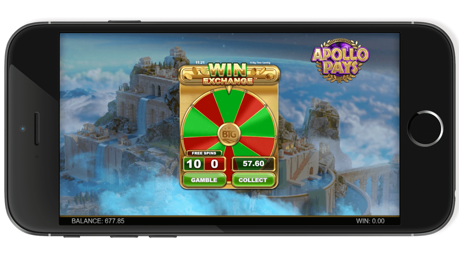 Exciting moment in Apollo Pays during a bonus round