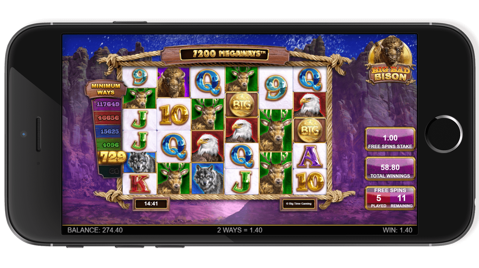 Screenshot displaying the wilds in action in Big Bad Bison.