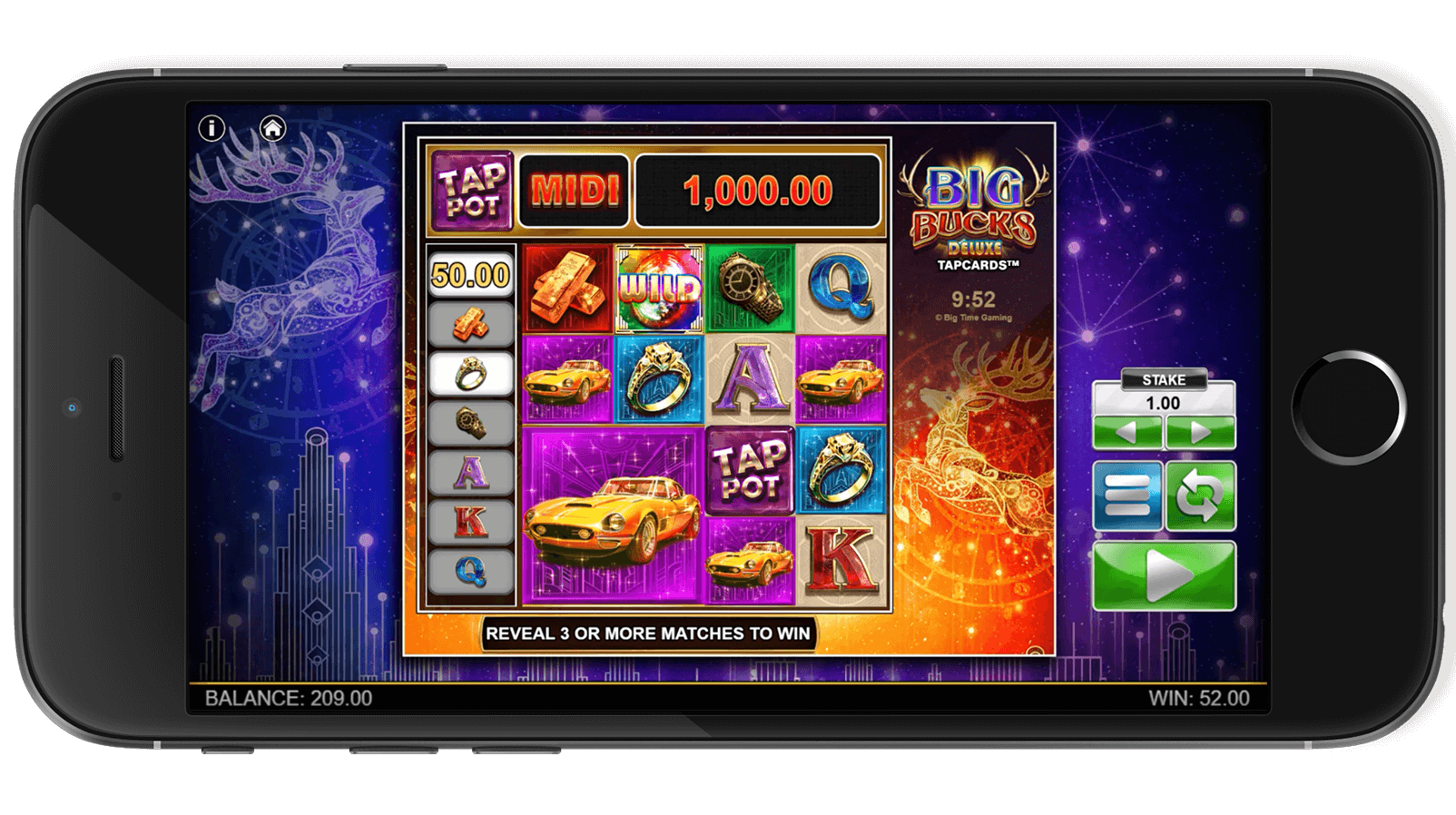 Dynamic gameplay screenshot from Big Bucks Deluxe slot.