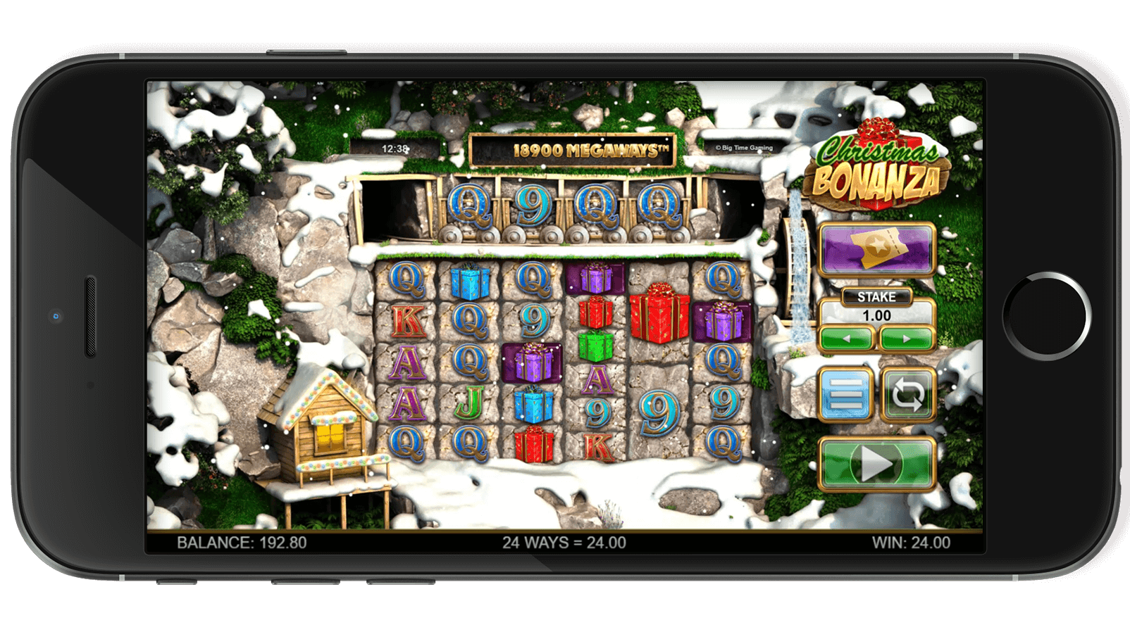 Screenshot displaying a winning spin in Christmas Bonanza.