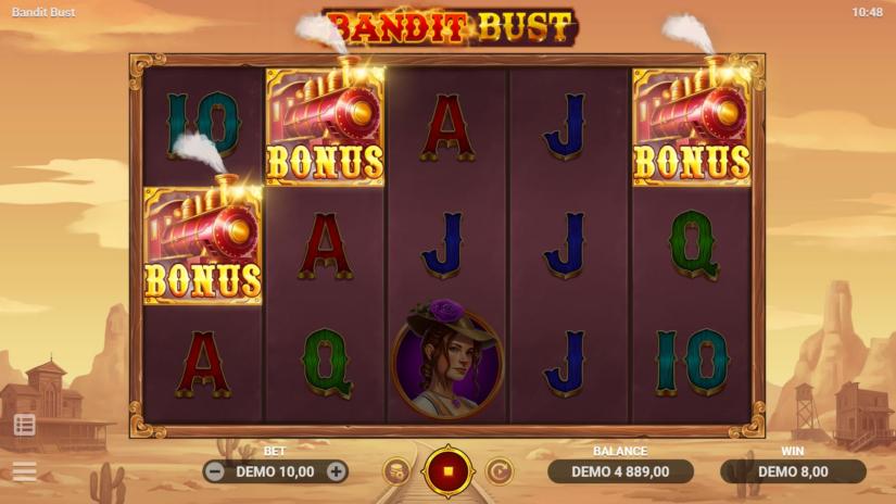 EVO Bandit Bust gameplay demonstration with wild west theme.