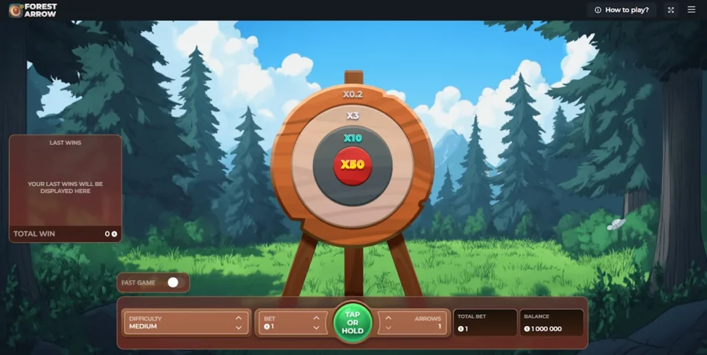Screenshot of Forest Arrow gameplay featuring the spinning reels
