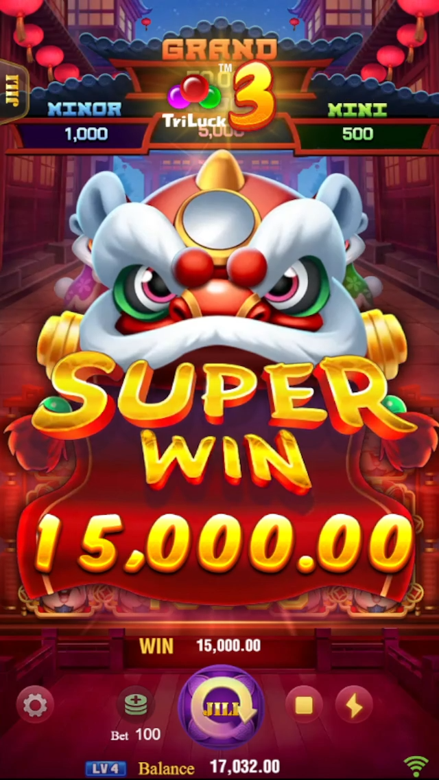 Vibrant graphics of 3 Lucky Lion in action