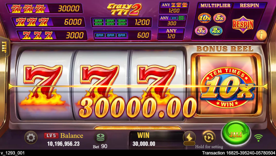 Screenshot featuring a special feature in Crazy777 2.