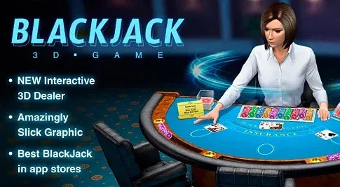 Gameplay screenshot of LuckyWin 3D Blackjack highlighting cards by SafeGameHub.