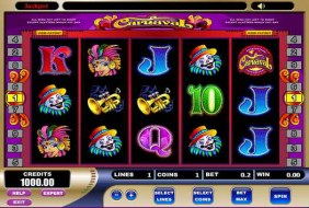 Screenshot highlighting bonus features in the Carnaval slot game.