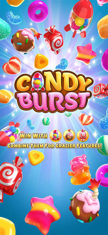 Candy Burst screenshot with cascading reels feature in action.