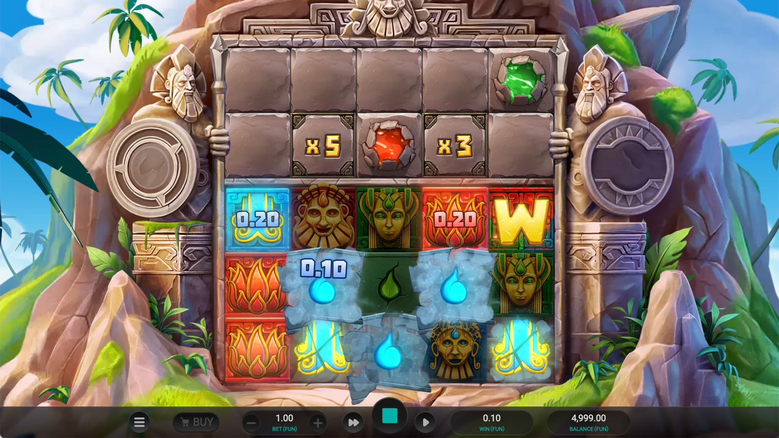 Screenshot of Atlantis Crush gameplay featuring cascading reels effect.