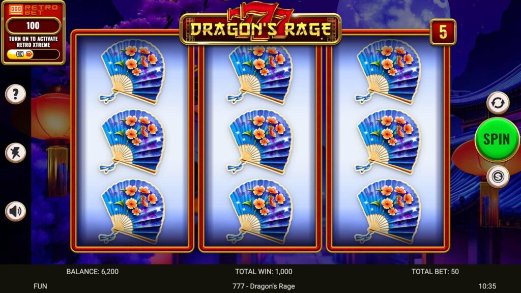 Gameplay screenshot of SP 777 Dragons Rage focusing on user engagement at SafeGameHub.