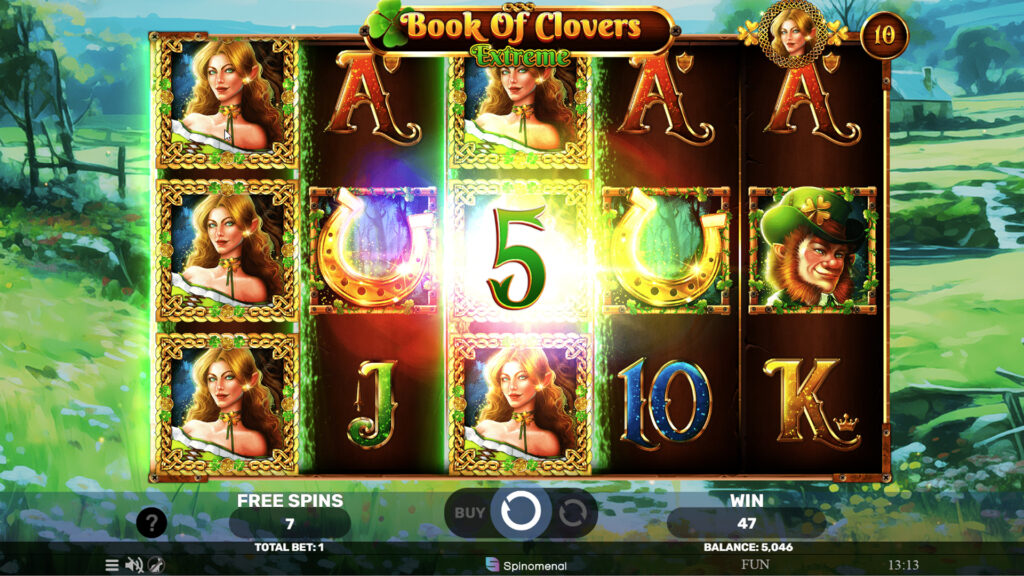 Dynamic action shot from SP Book Of Clovers Extreme at SafeGameHub.