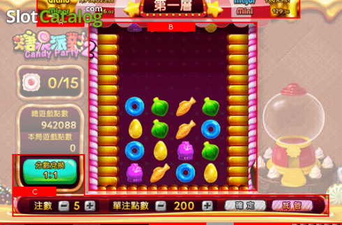 Screenshot displaying colorful graphics of Candy Party slot on SafeGameHub.
